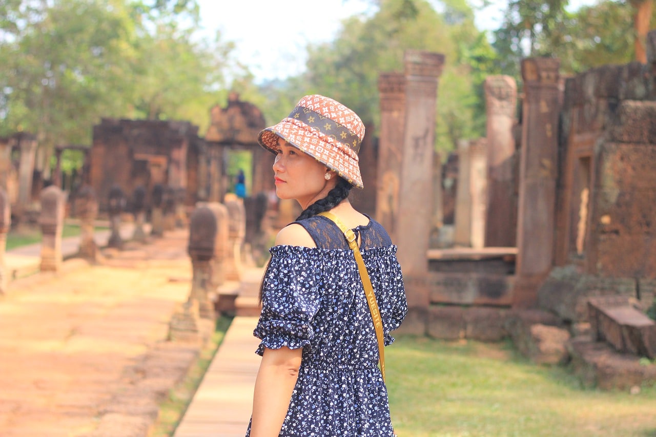 khmer, girl, temple