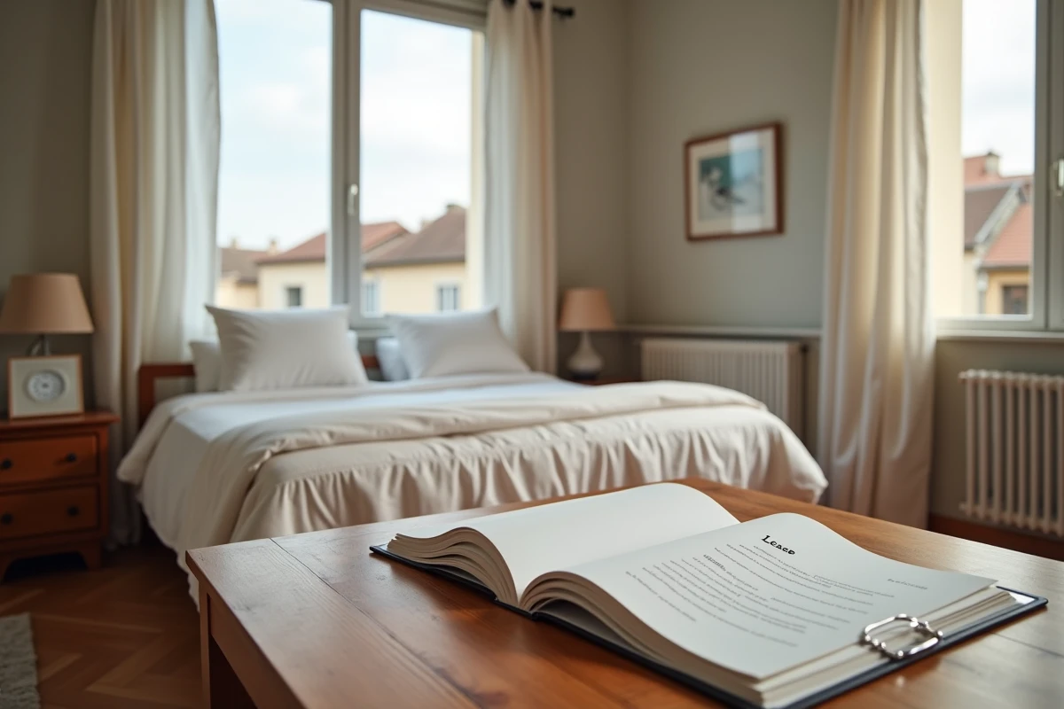 Appartement meublé prêt à la location avec dossier de bail posé sur le bureau, illustrant la durée légale du contrat