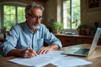 Propriétaire consultant des documents fiscaux pour déclarer un mobil home sur terrain privé