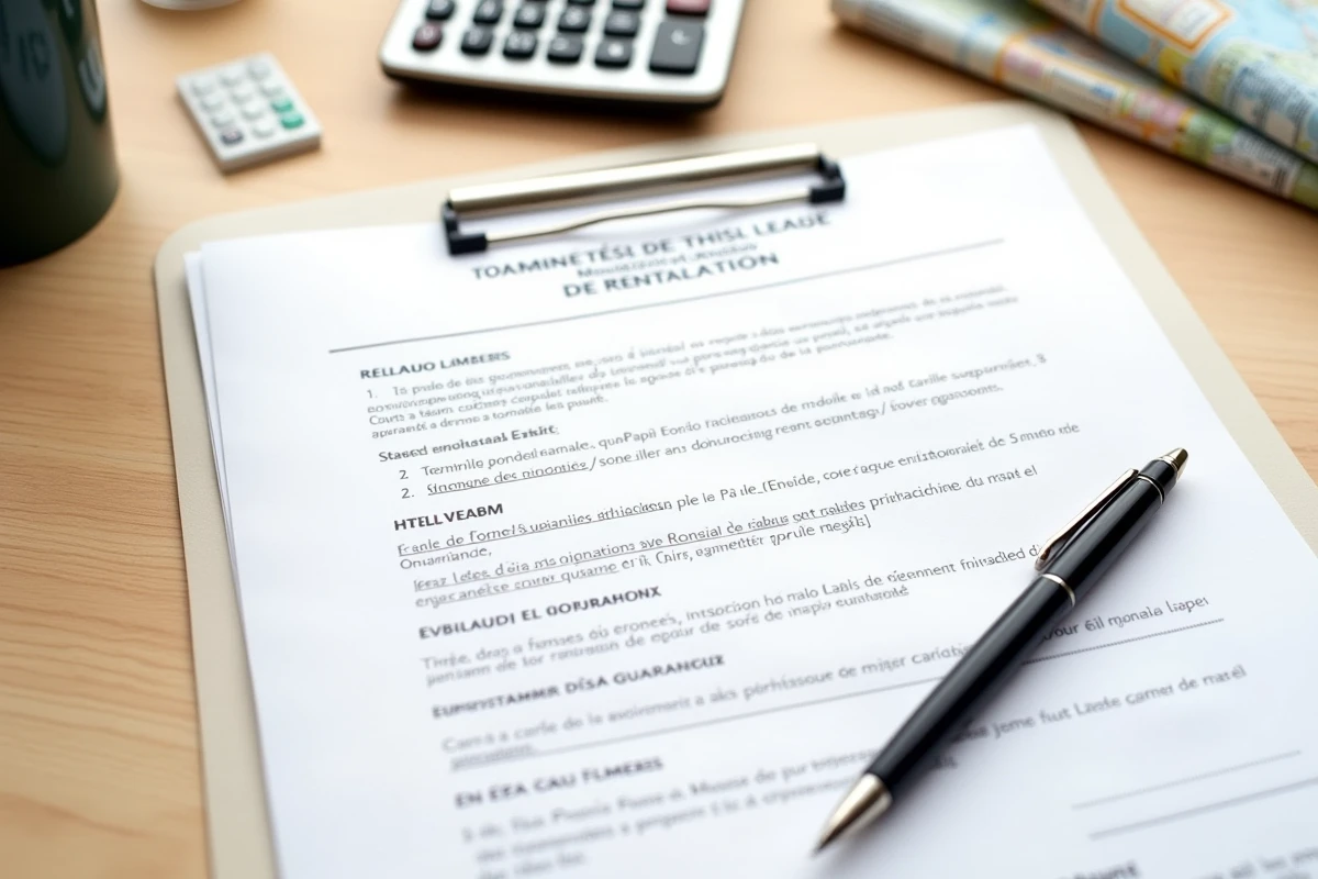 Documents de bail immobilier et garanties locatives posés sur une table en bois dans le Nord de la France