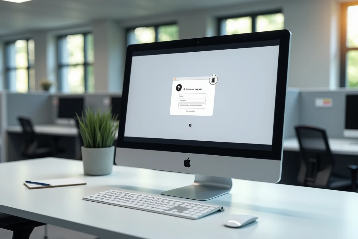 Ordinateur de bureau affichant un message d'erreur sur une page de connexion à un espace client immobilier