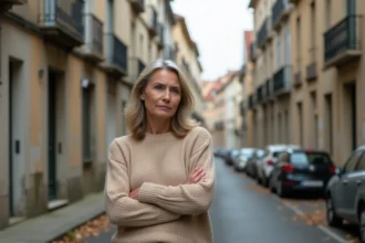 Habitante de Chambéry exprimant une inquiétude dans une rue résidentielle aux façades usées