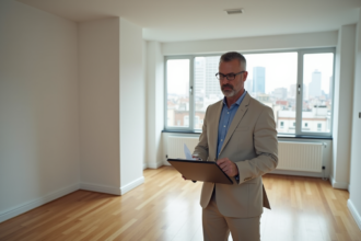 Homme d'âge moyen inspectant un appartement vide