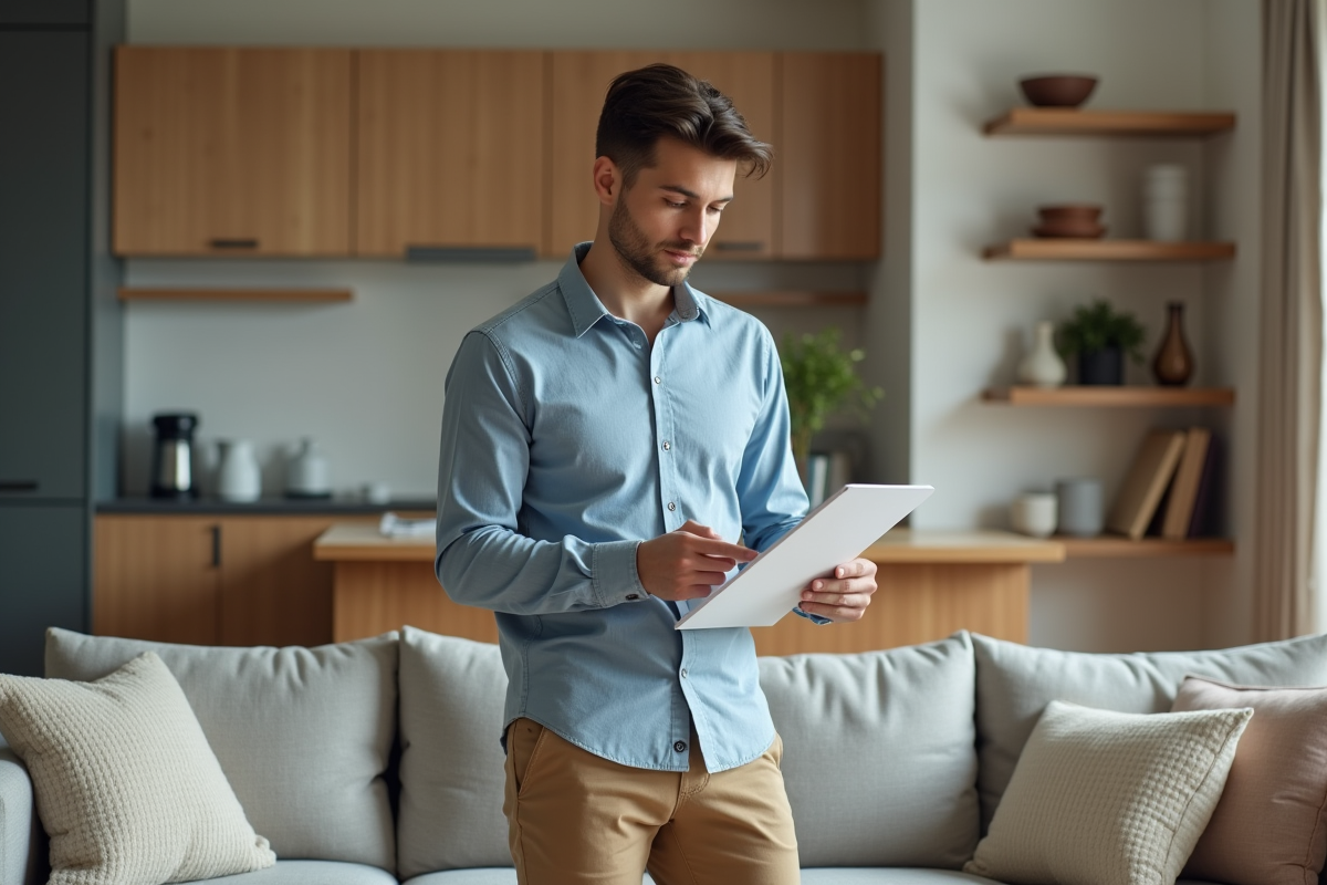 Jeune homme vérifiant une liste d