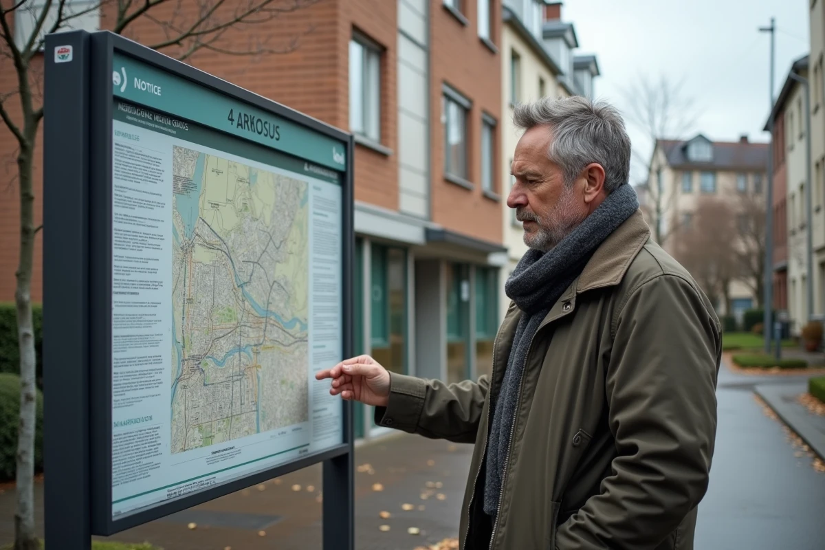 Homme examine un panneau d