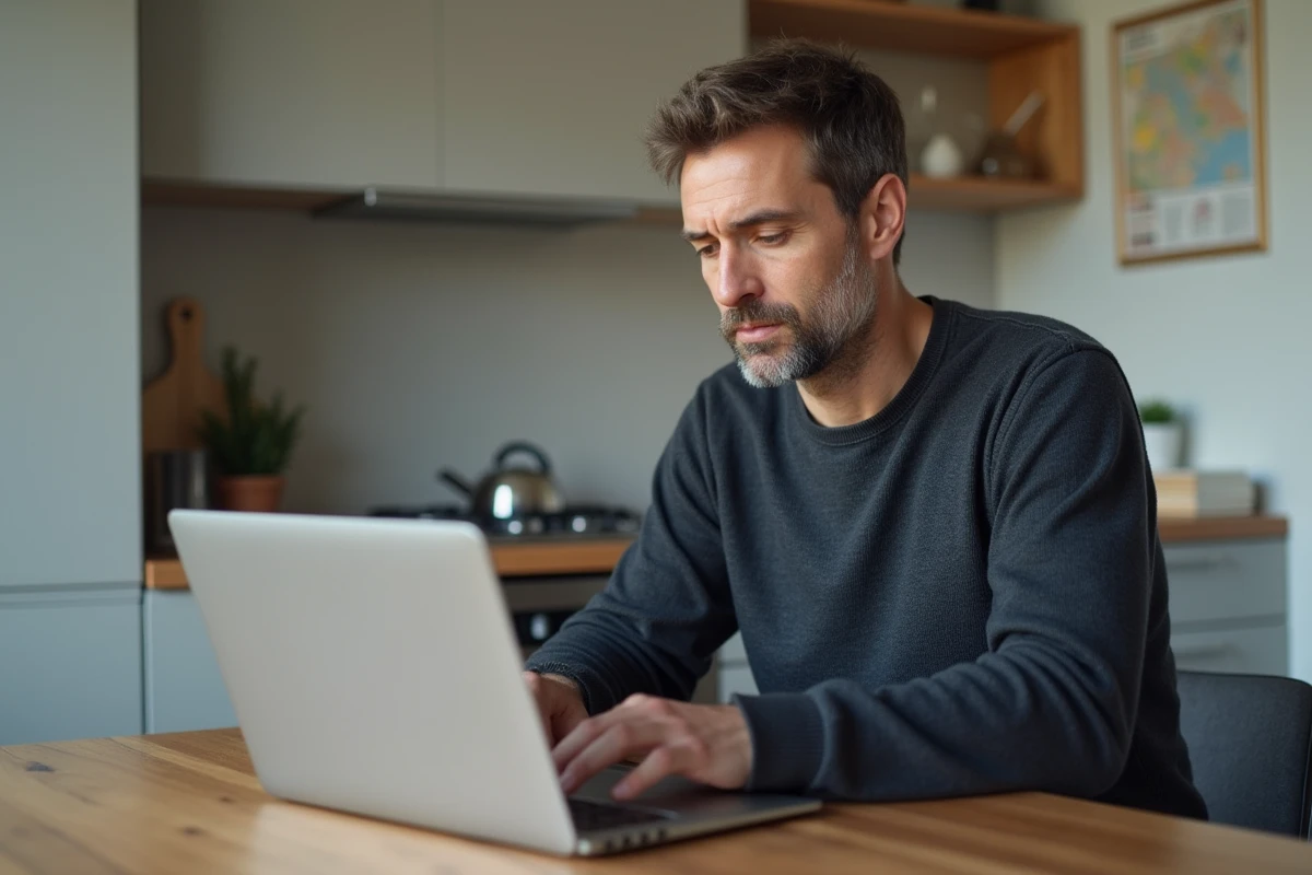 Homme en décontracte examinant des annonces de location