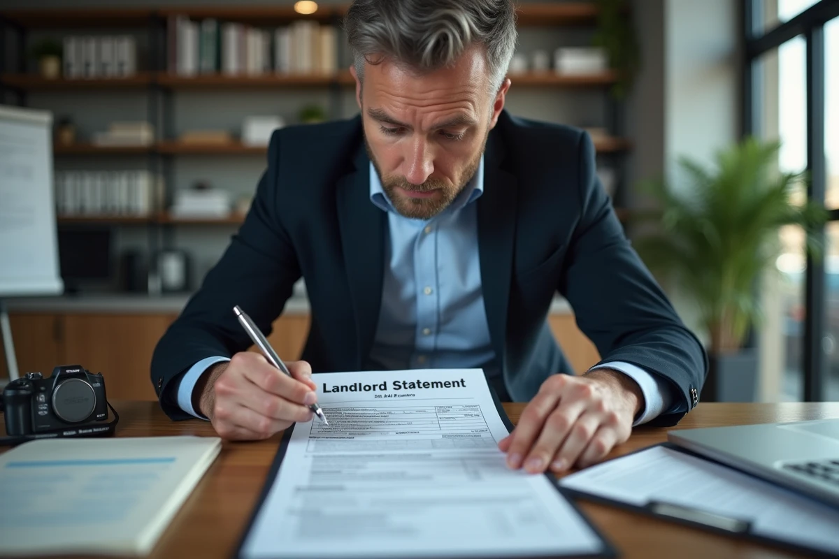 Homme professionnel vérifiant un document de logement au bureau