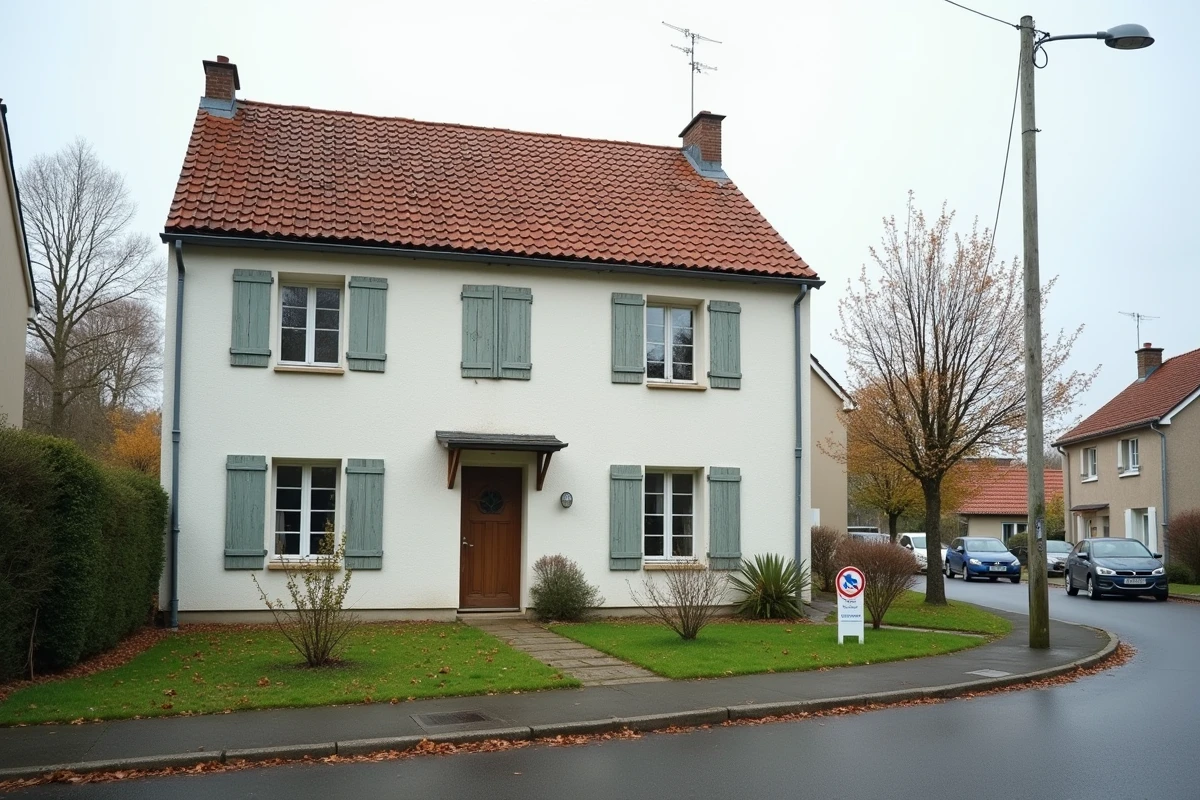 Maison individuelle à vendre dans le département 44 Loire-Atlantique avec panneau immobilier dans le jardin